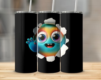 Cute Colorful Monster Tumbler, Kids Insulated Water Bottle, Fun Creature Design, Reusable Drinkware, Gift for Children, 20oz, BPA-Free