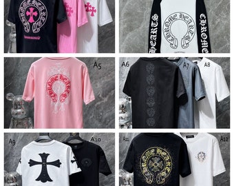 Punk Chrome cotton multi-Punk-Cross T-shirt,Summer short sleeve T-shirt,CH black T-Shirt，Gothic Short T-shirt for him