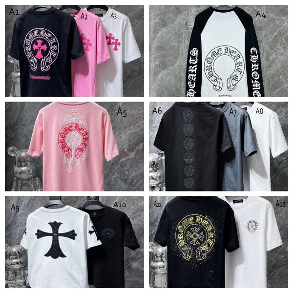 Punk Chrome cotton multi-Punk-Cross T-shirt,Summer short sleeve T-shirt,CH black T-Shirt，Gothic Short T-shirt for him