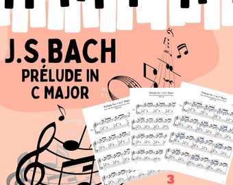 J.S. Bach Prélude in C Major: Visual Learning Edition with Color-Coded Sheets & Comprehensive Guides + Audio File