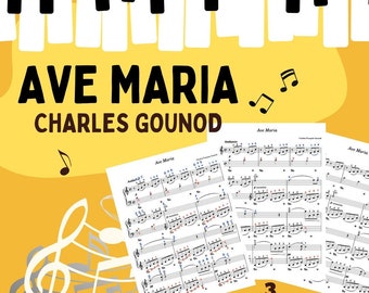 Ave Maria - Charles Gounod; 3 Version Sheet music Visual Learning Edition with Color-Coded Notes + Audio File