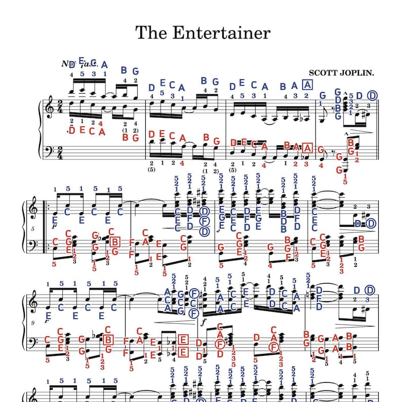 The Entertainer - Scott Joplin; 3 Version Sheet Music Visual Learning ...