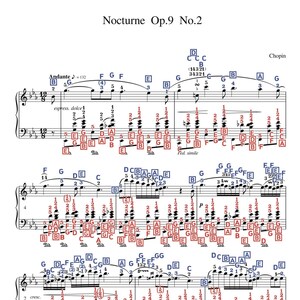 Puede incluir: Una partitura musical para piano titulada "Nocturne Op.9 No.2" de Chopin. La m&uacute;sica est&aacute; escrita en notaci&oacute;n est&aacute;ndar con notas, claves y compases. La pieza est&aacute; en Do mayor y est&aacute; marcada como "Andante" con un tempo de 132 pulsaciones por minuto.