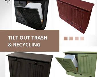 Kippbare Mülleimer: Bauernhaus-Mülleimer, primitive Müll- und Papierkörbe, Massivholz-Kippdoppelmülleimer