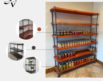 Industrial Bookshelf with Solid Wood Shelves, Open Shelving, Iron Pipe Frame, and Additional Depth for More Storage