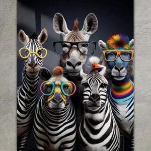 Cool Zebra Wall Art, Tempered Glass Wall Art, Glass Wall Art, Wall Hangings, Large Art, Animal Decor, Black and White Zebra Tempered Glass