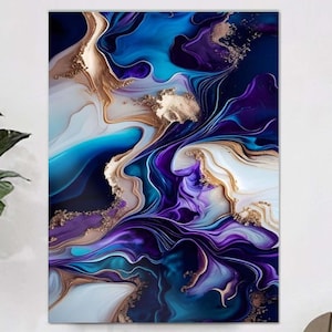 Tempered Glass, Glass Art Wall Decor, Blue and Navy Marble Wall Art, Large Glass Wall Art, Marble Glass Decor, Tempered Glass Wall Art