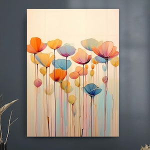 Tempered Glass Art, Glass Printing Art,Tempered Glass Wall Art-Glass Wall Decor,Abstract Flower Wall Art,Floral Wall Decor,Flower Home Decor