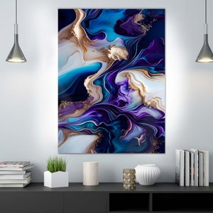Tempered Glass, Glass Art Wall Decor, Blue and Navy Marble Wall Art, Large Glass Wall Art, Marble Glass Decor, Tempered Glass Wall Art