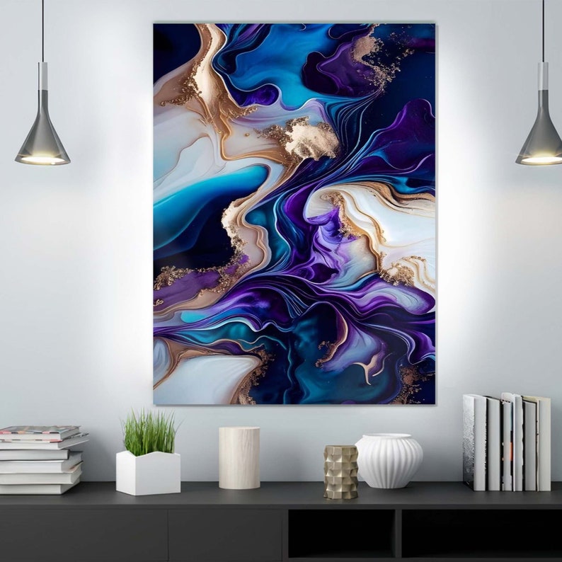 Tempered Glass, Glass Art Wall Decor, Blue and Navy Marble Wall Art, Large Glass Wall Art, Marble Glass Decor, Tempered Glass Wall Art