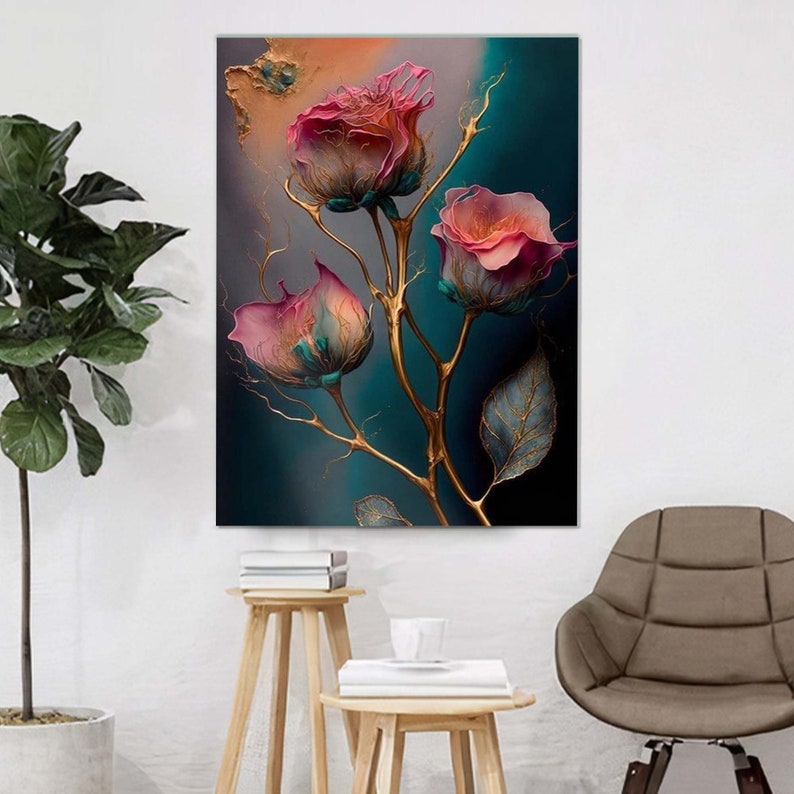 Red Rose Glass Wall Decor, Floral Decor, Tempered Glass Art, Stylish Wall Decor, Living Room Decor, Exclusive Decor, Red Rose Wall Ar