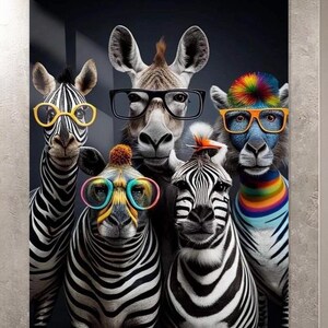 Cool Zebra Wall Art, Tempered Glass Wall Art, Glass Wall Art, Wall Hangings, Large Art, Animal Decor, Black and White Zebra Tempered Glass