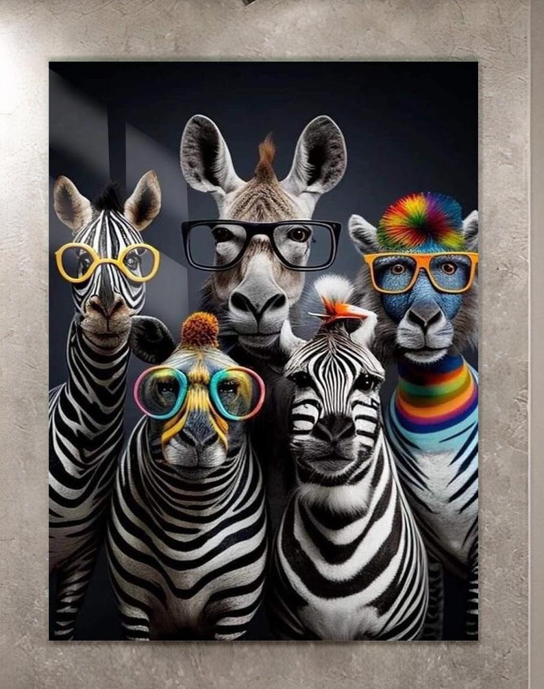 Cool Zebra Wall Art, Tempered Glass Wall Art, Glass Wall Art, Wall Hangings, Large Art, Animal Decor, Black and White Zebra Tempered Glass