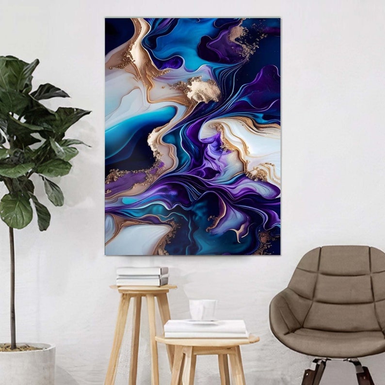 Tempered Glass, Glass Art Wall Decor, Blue and Navy Marble Wall Art, Large Glass Wall Art, Marble Glass Decor, Tempered Glass Wall Art