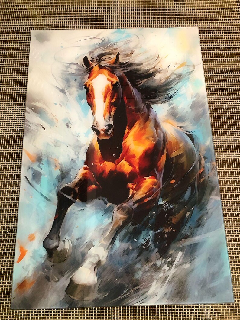 Horse Wall Decor, Glass Wall Art, Black Stallion Wall Art, Wall Hangings, Black Animal Tempered Glass, Tempered Glass Wall Art, Glass Horse