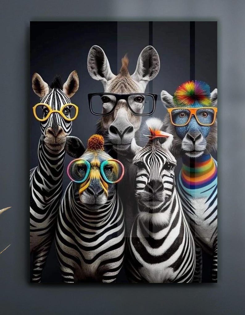 Cool Zebra Wall Art, Tempered Glass Wall Art, Glass Wall Art, Wall Hangings, Large Art, Animal Decor, Black and White Zebra Tempered Glass