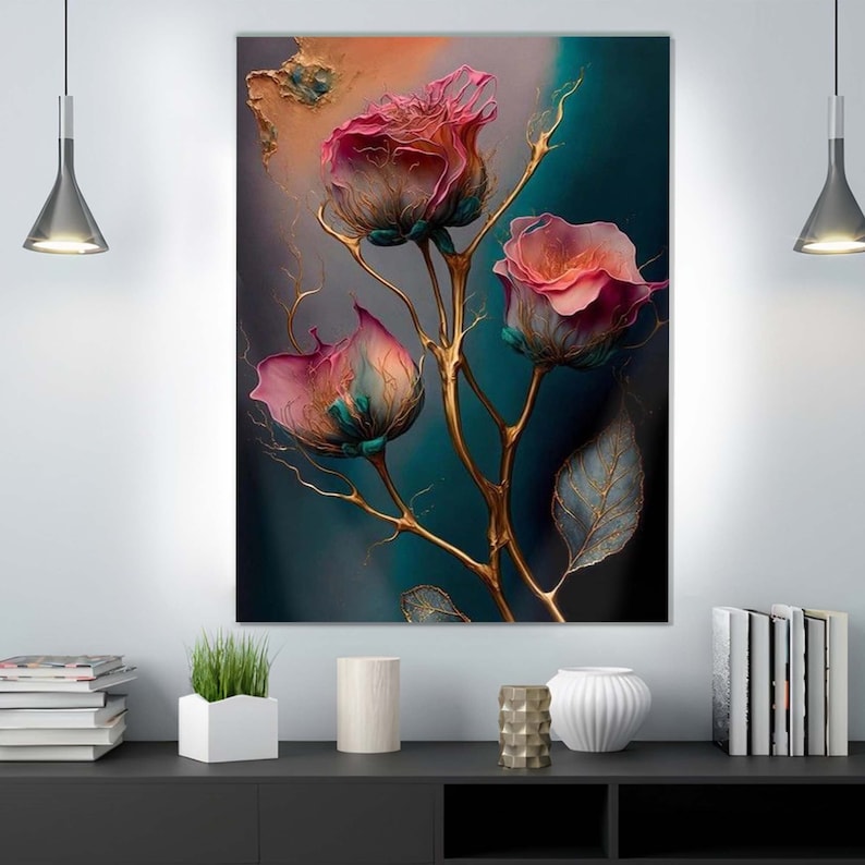Red Rose Glass Wall Decor, Floral Decor, Tempered Glass Art, Stylish Wall Decor, Living Room Decor, Exclusive Decor, Red Rose Wall Ar