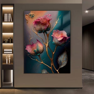 Red Rose Glass Wall Decor, Floral Decor, Tempered Glass Art, Stylish Wall Decor, Living Room Decor, Exclusive Decor, Red Rose Wall Ar