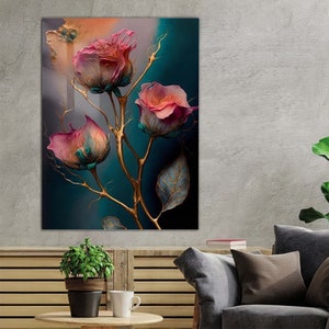 Red Rose Glass Wall Decor, Floral Decor, Tempered Glass Art, Stylish Wall Decor, Living Room Decor, Exclusive Decor, Red Rose Wall Art