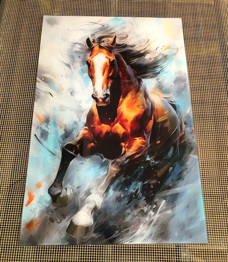 Horse Wall Decor, Glass Wall Art, Black Stallion Wall Art, Wall Hangings, Black Animal Tempered Glass, Tempered Glass Wall Art, Glass Horse
