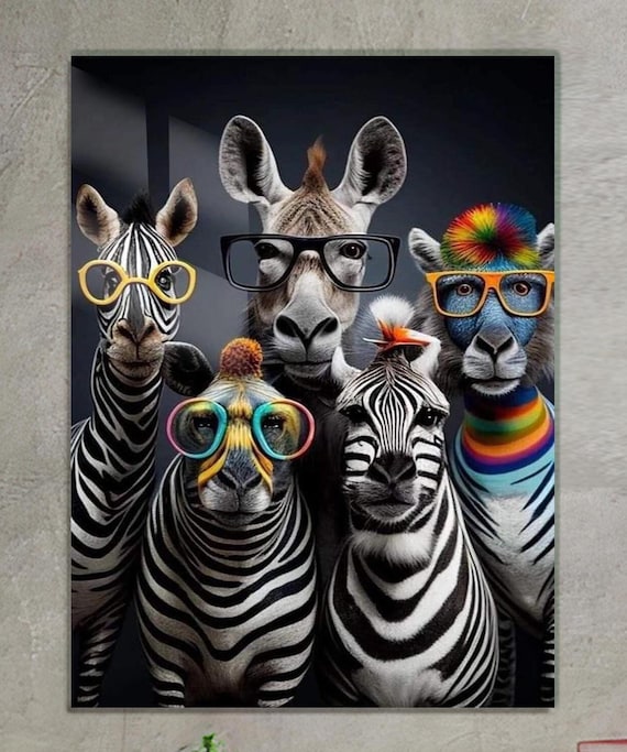 Cool Zebra Wall Art, Tempered Glass Wall Art, Glass Wall Art, Wall Hangings, Large Art, Animal Decor, Black and White Zebra Tempered Glass