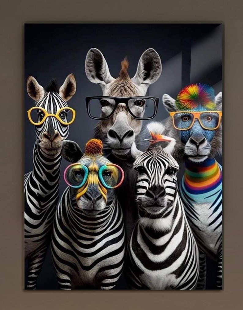 Cool Zebra Wall Art, Tempered Glass Wall Art, Glass Wall Art, Wall Hangings, Large Art, Animal Decor, Black and White Zebra Tempered Glass