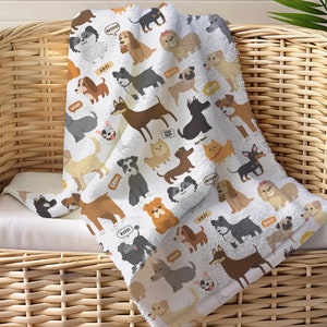 Cute Dogs Blanket, Dog Lover Gift, All Breed Puppy Dogs Pet Blanket, Funny Dog Mom or Dad Gift, Man's Best Friend Gift, Cozy Pets Bedding