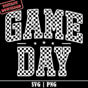 Checkered Varsity Game Day PNG SVG, Retro Checkered Game Day Png, Checkered Game Day Shirt Sublimation Design, Game Day School Sport Svg Png