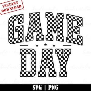 Checkered Varsity Game Day PNG SVG, Retro Checkered Game Day Png, Checkered Game Day Shirt Sublimation Design, Game Day School Sport Svg Png