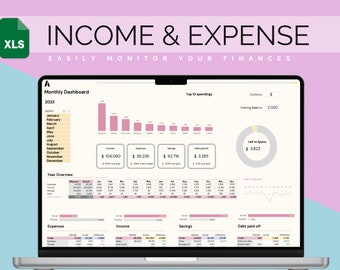 Income and Expenses tracker for Excel: Budgeting Worksheet with Annual Overview and Monthly Budget | Your Personal Finance Spreadsheet
