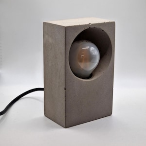 Concrete Table Lamp | Modern Minimalist Bauhaus Design | Cork Base Night Light