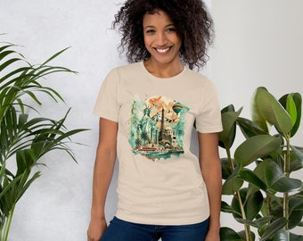 T-shirt Travel Art, T-shirt unisexe, T-shirt en coton,