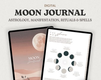 Moon Journal 2024 Lunar Digital Pages | Moon Calendar, Moon Zodiac, Lunar Rituals | Witch Printables | iPad Tablet | Guide | Glowing Souls