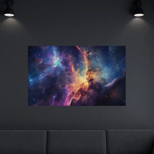 Cosmic Galaxy Art Print, Nebula Wall Decor, Outer Space Digital Download Gift for Astro Boy, Universe Poster, Starry Night Sky Printable Art