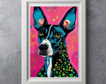 Colorful Dog Digital Wall Art Modern Abstract Pet Portrait Printable Pop Art Style Bright Pink Home Décor, Kids Room Prints Instant Download