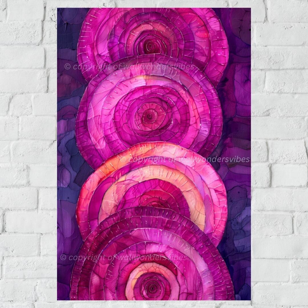 Abstract Pink Purple Ombre Circle Print, Modern Geometric Art, Boho ...