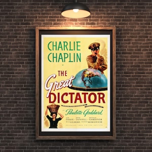 The Great Dictator Poster A3 Charlie Chaplin Classic Film Art Vintage Movie Poster Printable JPG PDF WallArt Timeless Nostalgic Cinema Decor