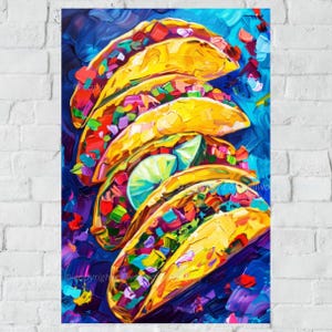 Colorful Taco Digital Art Print, Mexican Food Wall Decor, Vibrant Kitchen Art, Taco Lover Gift, Modern Food Illustration, Dining Room Art