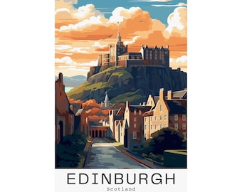 Edinburgh Scotland Travel Poster - Famous Place Travel Matte Posters