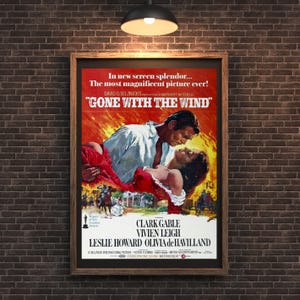 Gone with the Wind Poster A3 Vintage Movie Wall Art Classic Film Print Download JPG PDF Timeless Wall Decor Nostalgic Cinema Home Decoration