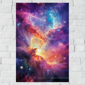 Kosmischer Nebel Wandkunst, Weltraum Galaxie Druck, Universum Sternenhimmel, digitaler Download, Heimdekor, Astronomie Poster Geschenk für Astro Jungen