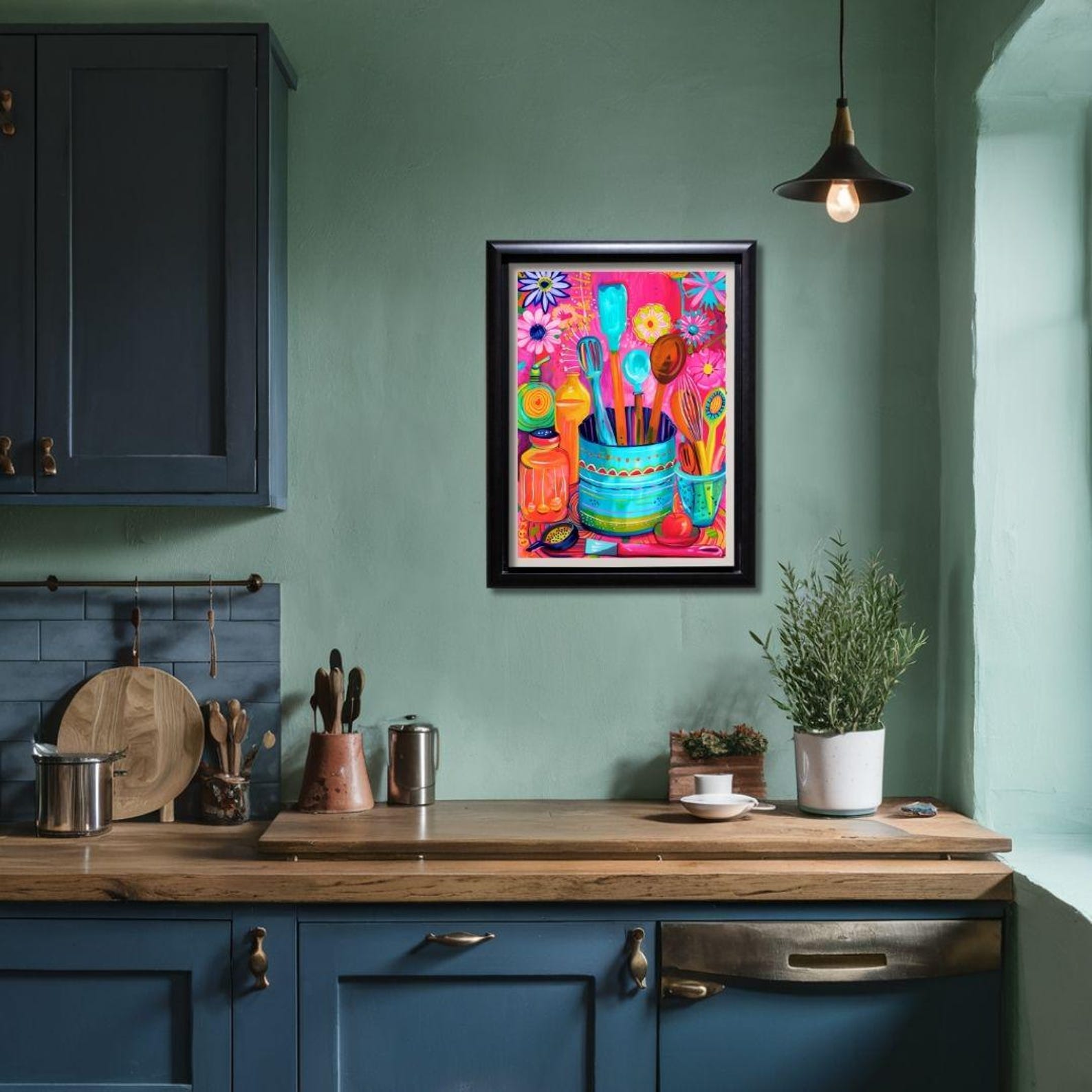 best kitchen wall art: vibrant prints to elevate your... Colorful Kitchen Wall Art, Digital Download, Vibrant Cooking Utensils ...