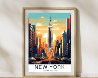 NYC Empire State Building Print, Urban Travel Poster (Digital Download)
