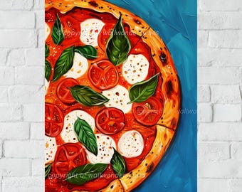 Pizza Wall Art Digital Download, Italian Cuisine Poster, Printable Kitchen Decor, Modern Food Printable Art, Pizza Lover Gift