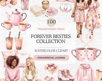 Friends Watercolor Clipart, Soul Sister Friendship PNGs (Digital Download)