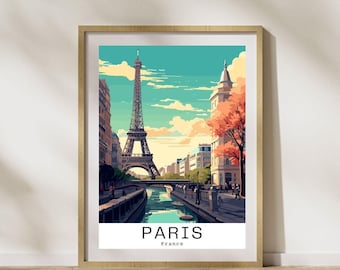 Vintage Paris Print, Eiffel Tower Wall Art, Paris Travel Poster, Retro Cityscape, European Decor, Digital Download Gift