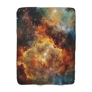 Cosmic Nebula Sherpa Blanket, Space Galaxy Throw, Celestial Home Decor, Soft Plush Bedding, Cozy Sofa Cover, Unique Gift Idea for Astro Boy