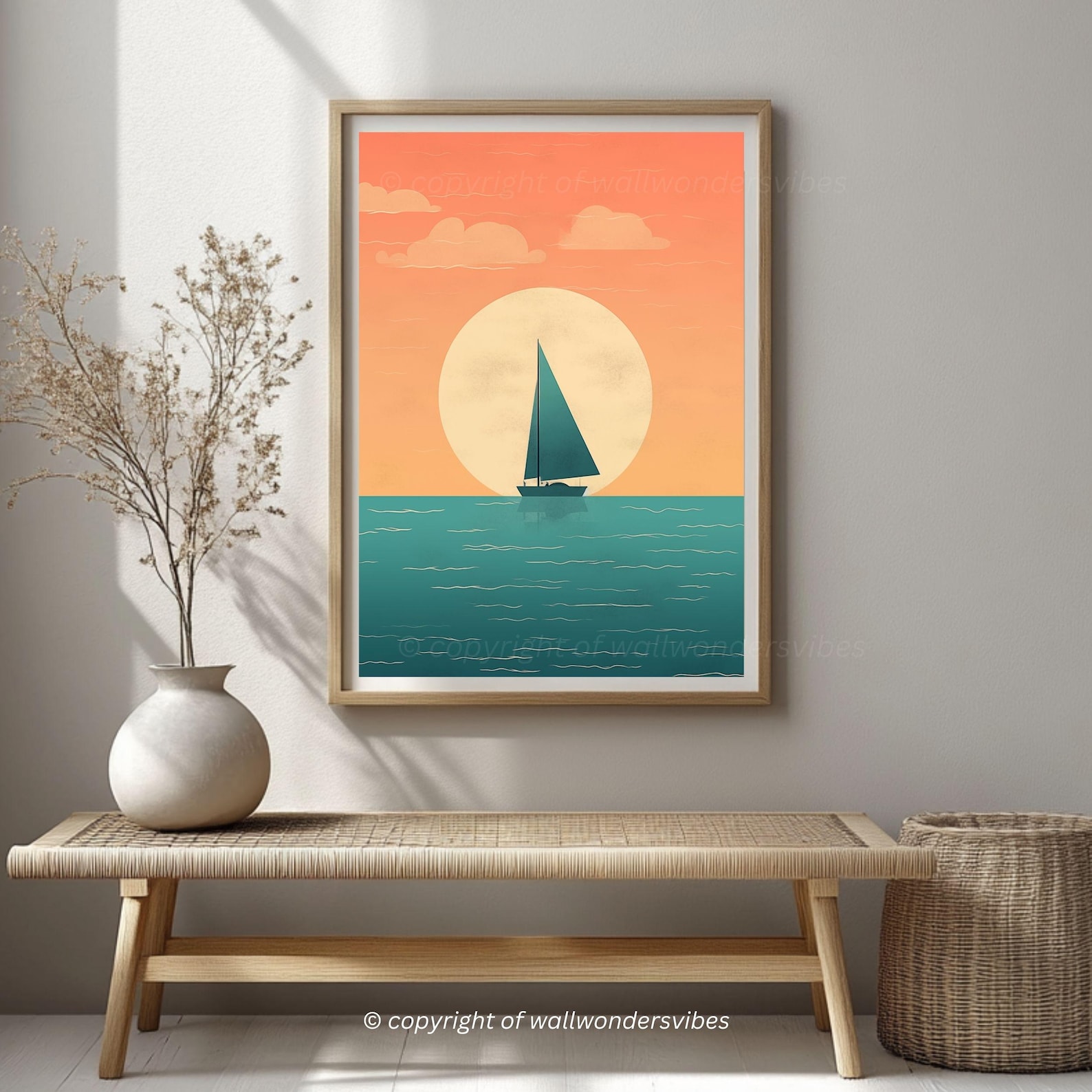 11 Minimalist Sailboat Digital Art Print PNG Modern Nautical Wall Decor ...