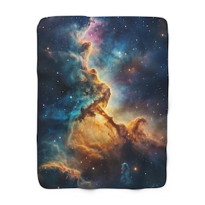 Cosmic Nebula Sherpa Decke, Space Galaxy werfen, himmlische Wohnkultur, weiche Plüschbettwäsche, gemütlicher Sofa-Überwurf, einzigartige Geschenkidee Astro Boy
