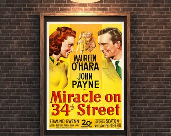 Miracle on 34th Street Poster A3 Vintage Christmas Movie Art Printable JPG PDF Timeless Wall Decor Nostalgic Cinema Home Decoration